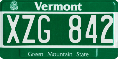 VT license plate XZG842