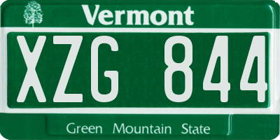 VT license plate XZG844