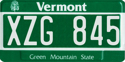 VT license plate XZG845