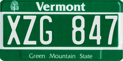 VT license plate XZG847