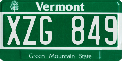 VT license plate XZG849