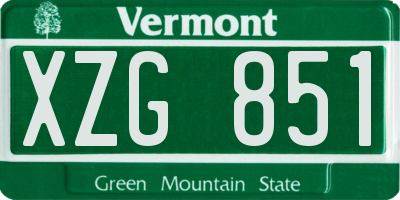 VT license plate XZG851