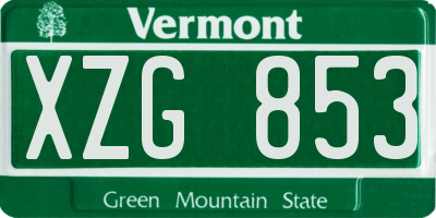 VT license plate XZG853