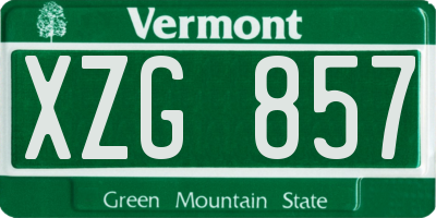 VT license plate XZG857