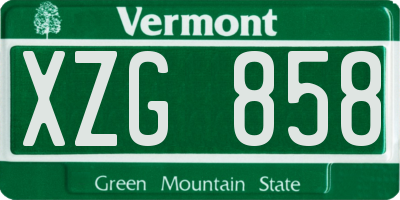 VT license plate XZG858