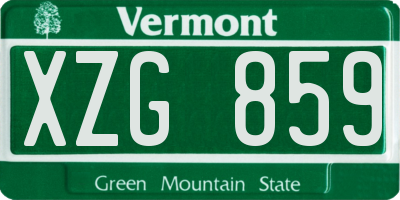 VT license plate XZG859