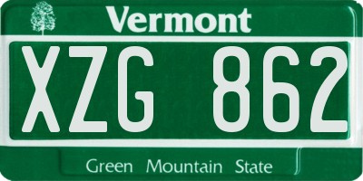 VT license plate XZG862