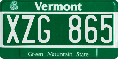 VT license plate XZG865