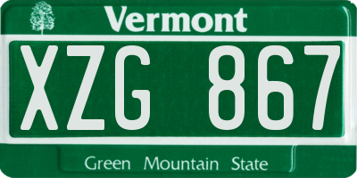 VT license plate XZG867