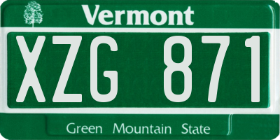 VT license plate XZG871