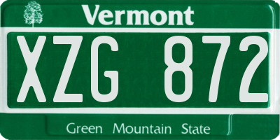 VT license plate XZG872