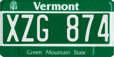 VT license plate XZG874
