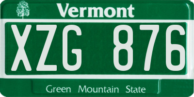 VT license plate XZG876