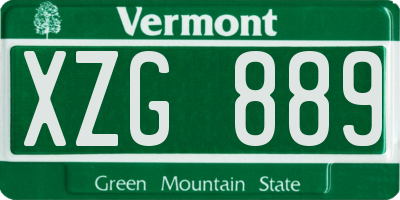 VT license plate XZG889