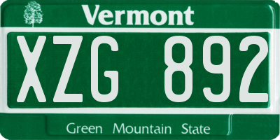 VT license plate XZG892