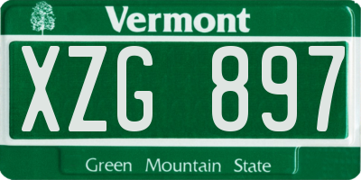 VT license plate XZG897
