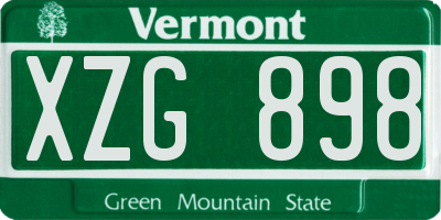VT license plate XZG898