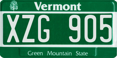VT license plate XZG905