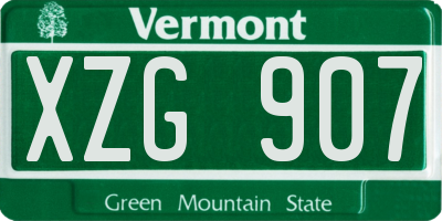 VT license plate XZG907