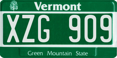 VT license plate XZG909