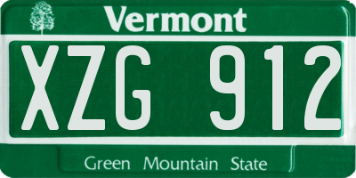 VT license plate XZG912