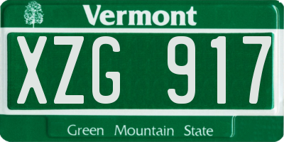 VT license plate XZG917