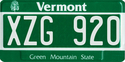 VT license plate XZG920
