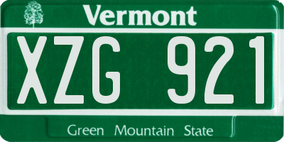 VT license plate XZG921