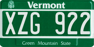 VT license plate XZG922