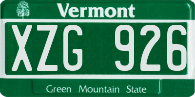 VT license plate XZG926