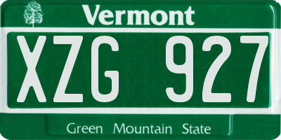 VT license plate XZG927