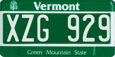 VT license plate XZG929