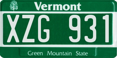 VT license plate XZG931
