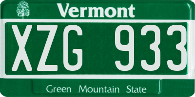 VT license plate XZG933