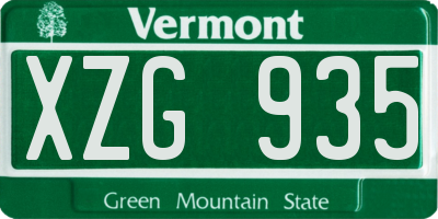 VT license plate XZG935