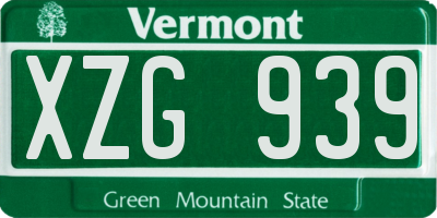 VT license plate XZG939