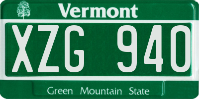 VT license plate XZG940