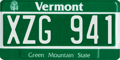 VT license plate XZG941