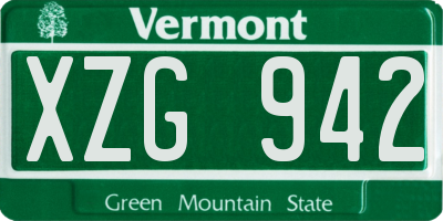 VT license plate XZG942