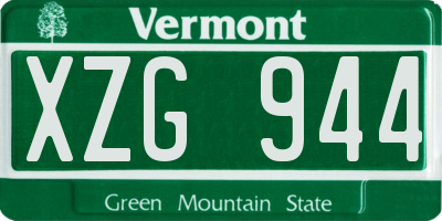 VT license plate XZG944