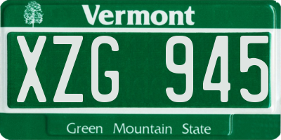 VT license plate XZG945