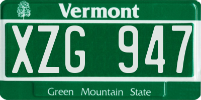 VT license plate XZG947
