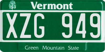 VT license plate XZG949