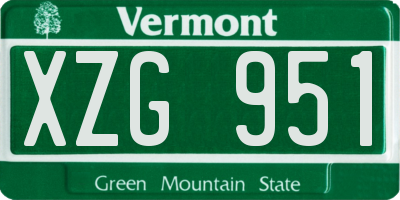 VT license plate XZG951