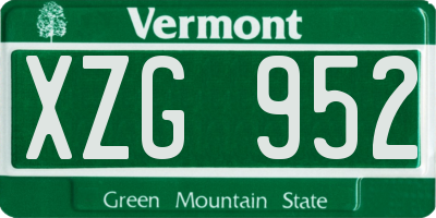 VT license plate XZG952