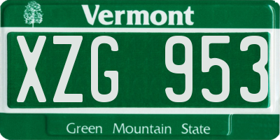 VT license plate XZG953