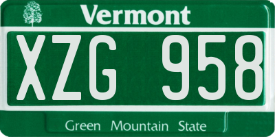 VT license plate XZG958