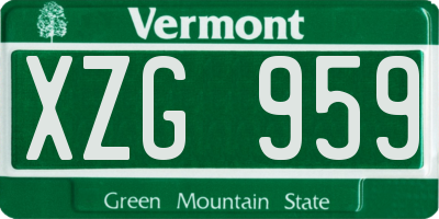 VT license plate XZG959