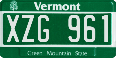 VT license plate XZG961