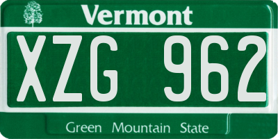 VT license plate XZG962